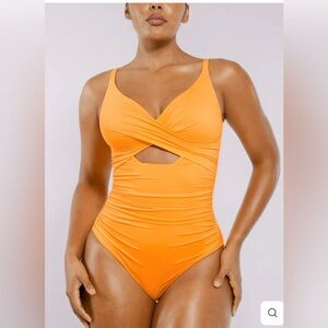 Shapellx  Ribbed Cutout-Front Shaping Swimsuit size 3XL
